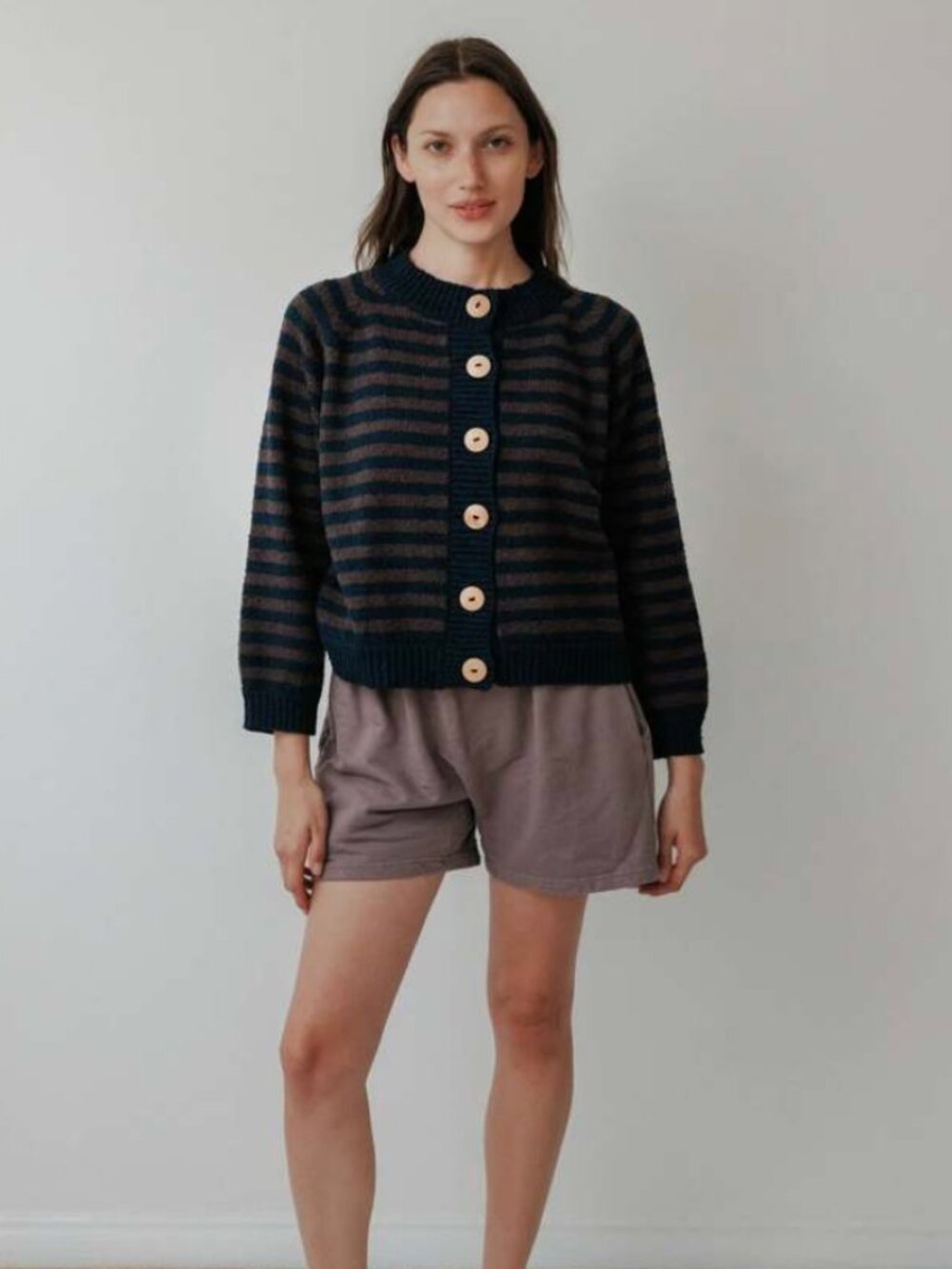 Wol Hide Striped Bomber Navy and Plum